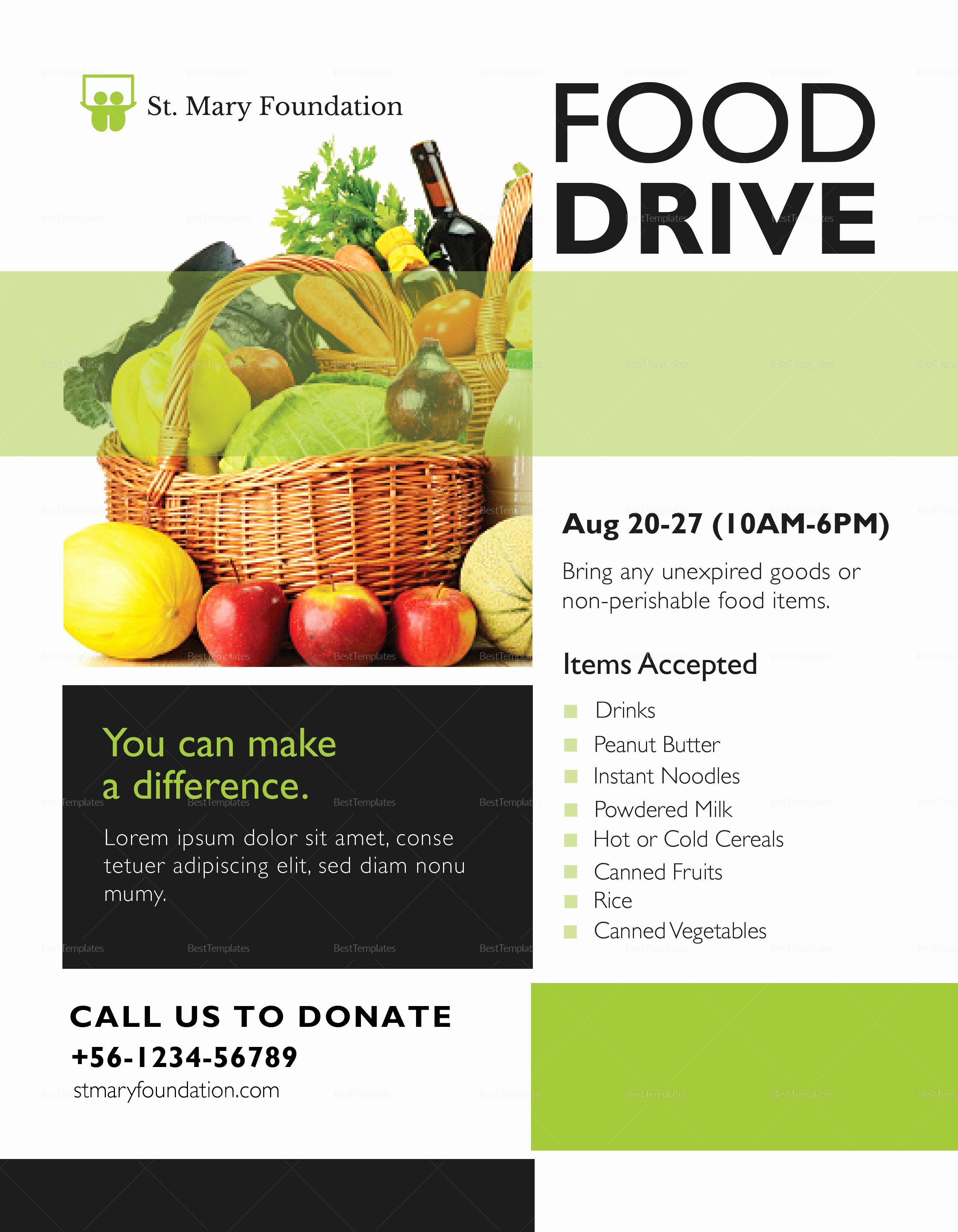 Food Drive Flyer Template Unique Food Drive Flyer Design Template In Psd Word Publisher Illustrator Indesign