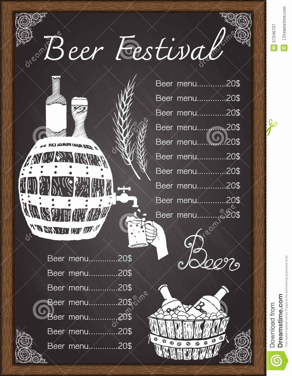 Free Beer Menu Template Luxury Beer Menu Drink Menu Chalkboard Template Stock Vector
