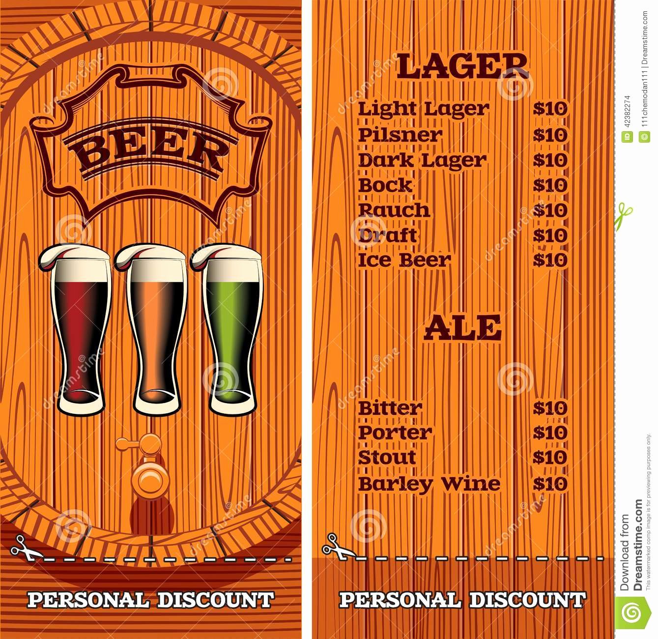 Free Beer Menu Template Unique Template for the Cover the Beer Menu Stock Vector