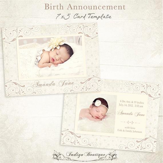 Free Birth Announcement Template Fresh Birth Announcement Template 7x5 Card by Indigoboutique