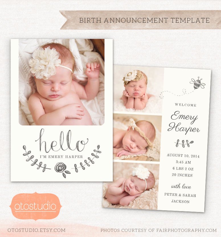 Free Birth Announcement Template Luxury Birth Announcement Template Pencil Bee Cb031 5x7 Card