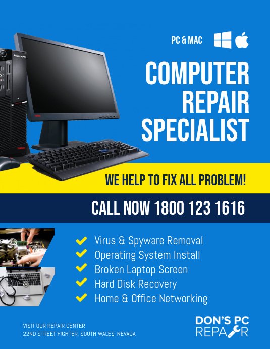 Free Computer Repair Flyer Template Unique Puter Repair &amp; Services Flyer Template
