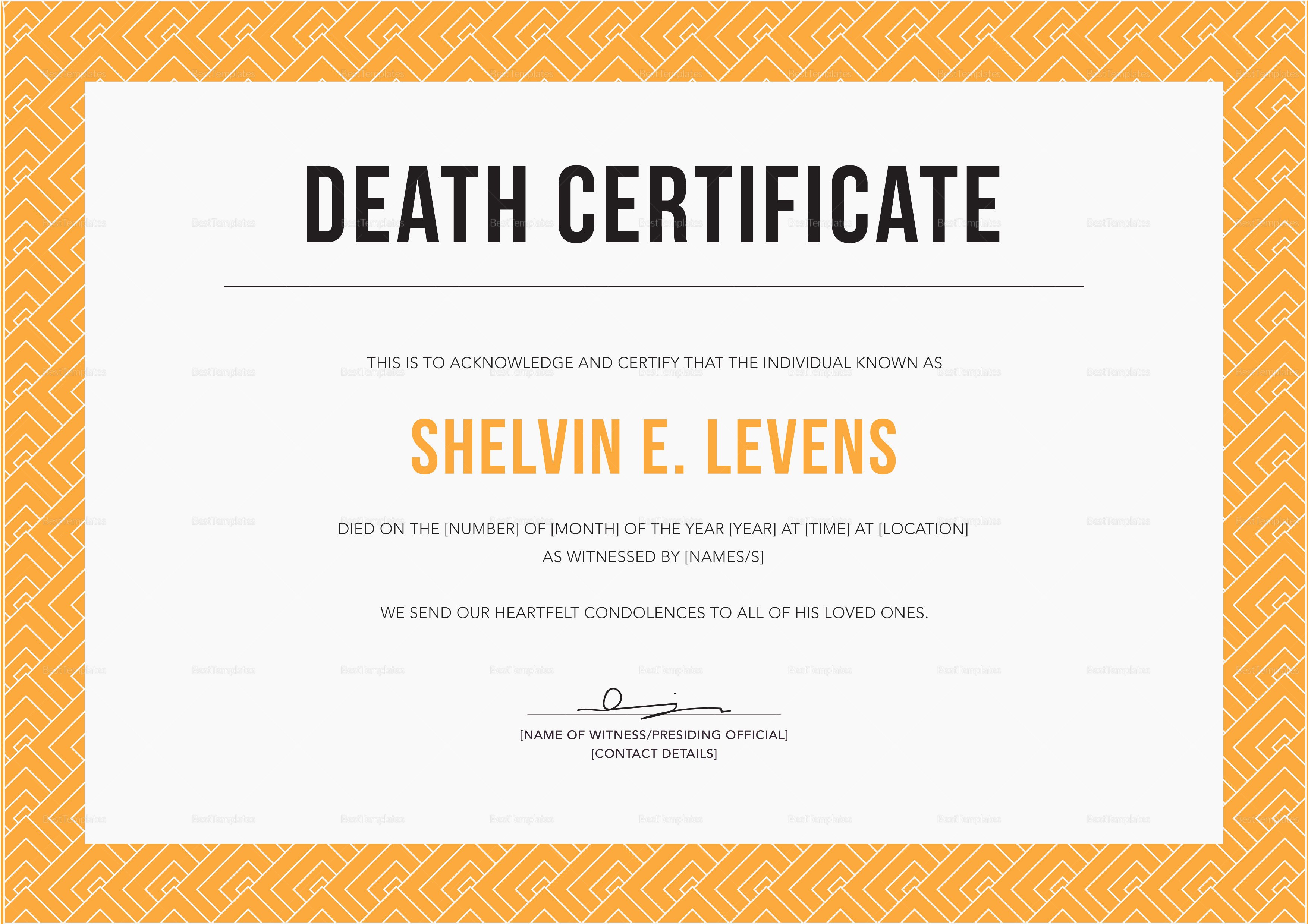 Free Death Certificate Template Awesome Death Certificate Design Template In Psd Word Illustrator Indesign