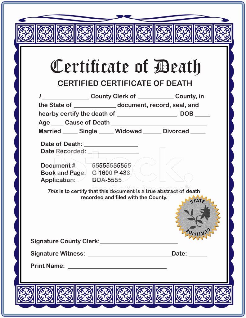 Free Death Certificate Template Elegant Blank Certificate Of Death Stock S Free