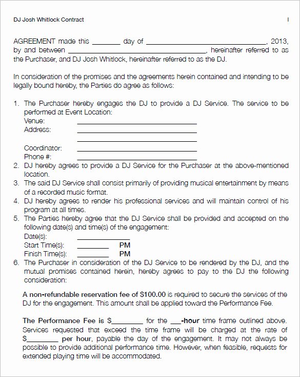 Free Dj Contract Template Inspirational 16 Dj Contract Templates Pdf Word Google Docs Apple Pages