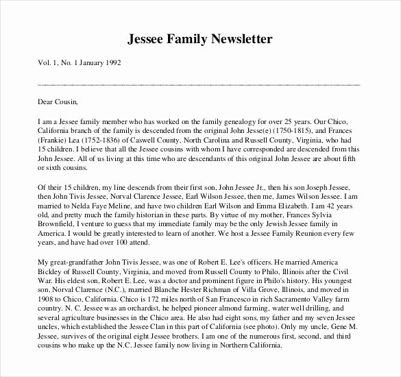 Free Family Newsletter Template Fresh 10 Family Newsletter Templates Free Sample Example format Download
