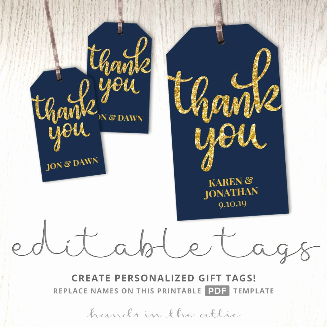Free Favor Tag Template New Thank You Tags T Labels Navy and Gold Wedding Favor
