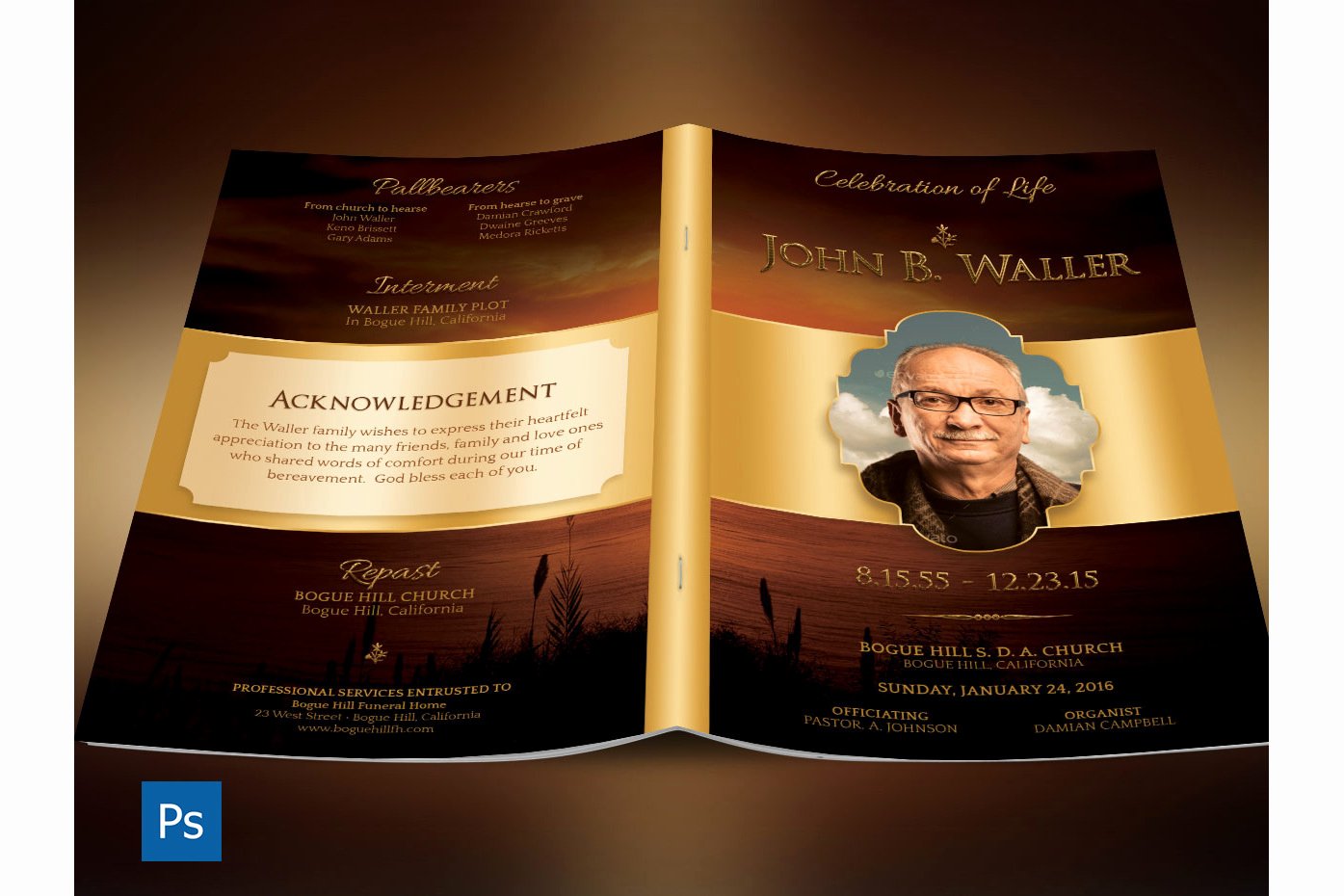 Free Funeral Program Template Photoshop New Sunset Funeral Program Shop Template
