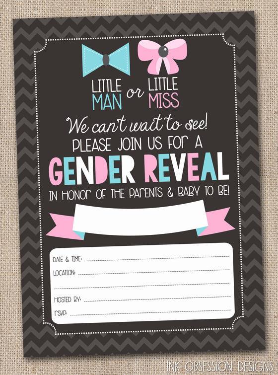 Free Gender Reveal Templates Lovely Ink Obsession Designs Gender Reveal Party Printable Invitations &amp; More