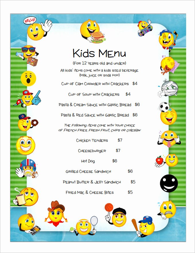 Free Kids Menu Template Beautiful Kids Menu Templates – 26 Free Psd Eps Documents Download