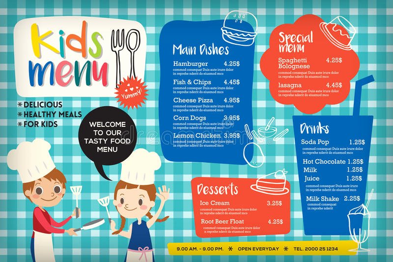 Free Kids Menu Template Best Of Cute Colorful Kids Meal Menu Template Stock Vector