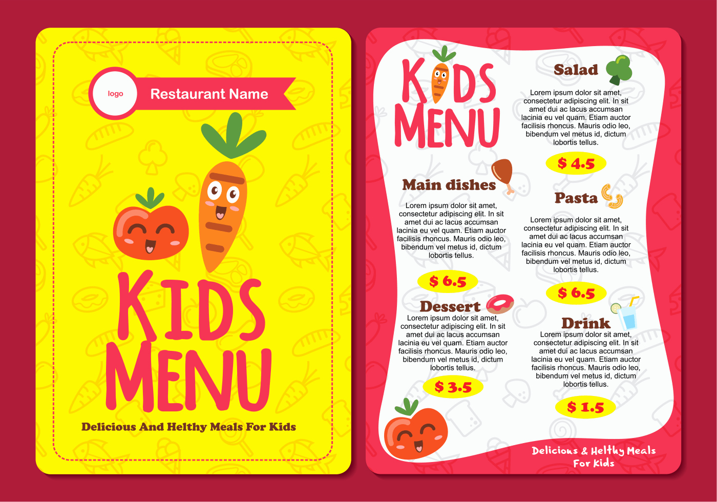 Free Kids Menu Template Best Of Cute Colorful Kids Menu Template Download Free Vector
