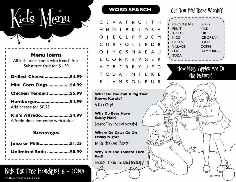 Free Kids Menu Template Fresh 10 Best S Of Restaurant Kids Menu Template Free