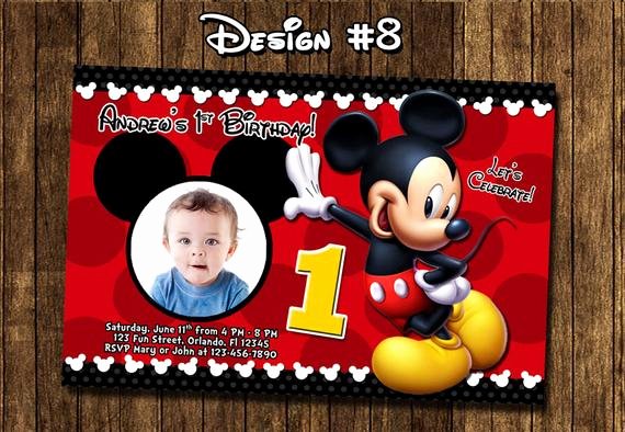 Free Mickey Mouse Invitations Personalized Beautiful Mickey Mouse Baby First Birthday Party Invitations