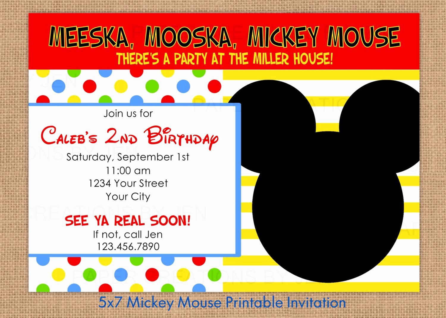 Free Mickey Mouse Invitations Personalized Elegant Mickey Mouse Printable Invitations