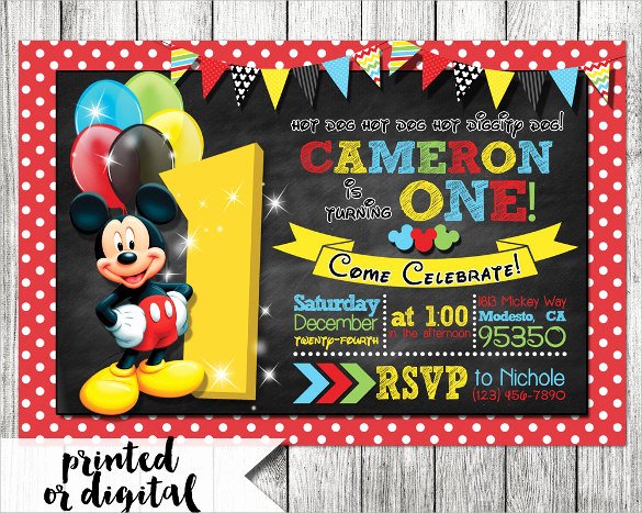 Free Mickey Mouse Invitations Personalized Fresh Sample Mickey Mouse Invitation Template 13 Download Documents In Pdf Psd Word
