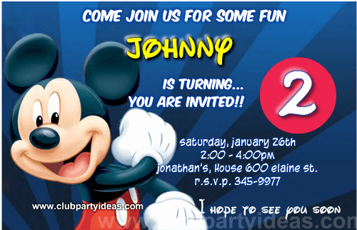 Free Mickey Mouse Invitations Personalized Lovely Mickey Mouse Birthday Invitations Free