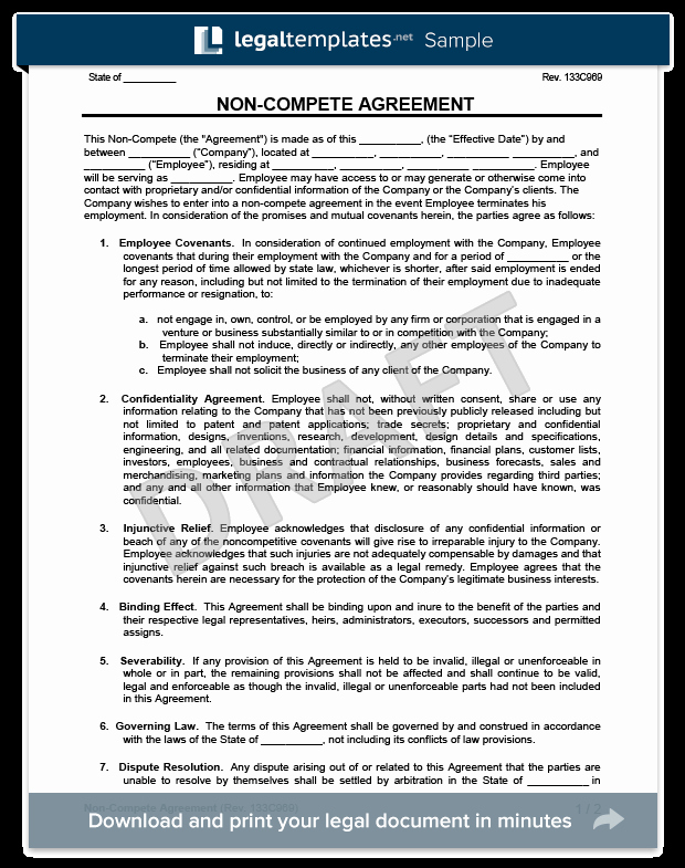 Free Non Compete Agreement Awesome Non Pete Agreement