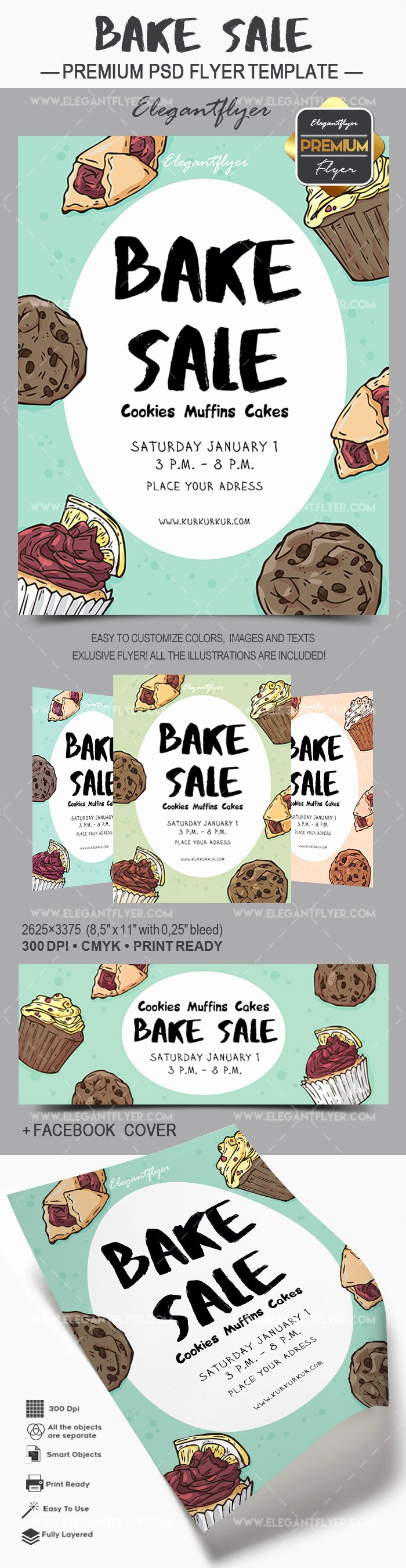 Free Printable Bake Sale Flyers Lovely Flyer for Bake Sale Cookies Muffins Cakes – by Elegantflyer