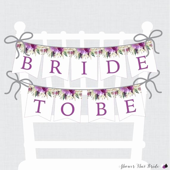 Free Printable Bridal Shower Banner New Printable Bridal Shower Chair Banner Purple and Gold Floral
