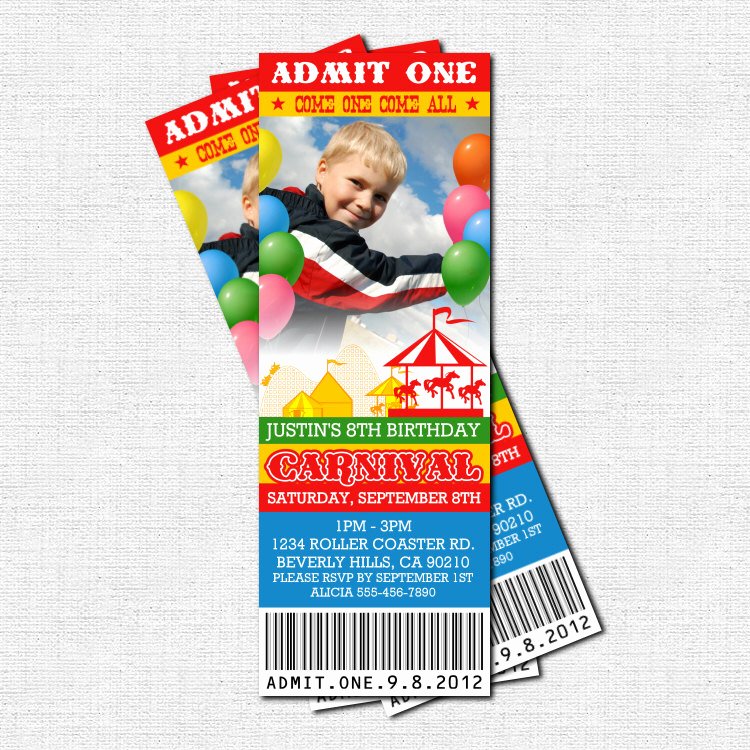 Free Printable Carnival Invitations New Carnival Ticket Invitations Circus Birthday Party by nowanorris