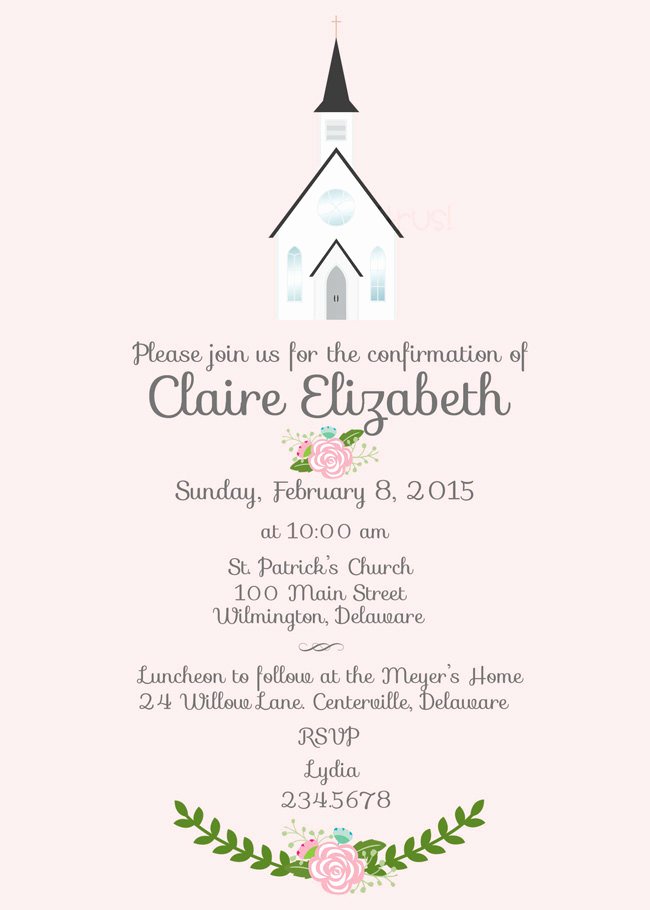 Free Printable Confirmation Cards Luxury Confirmation Invitation Girl Printable