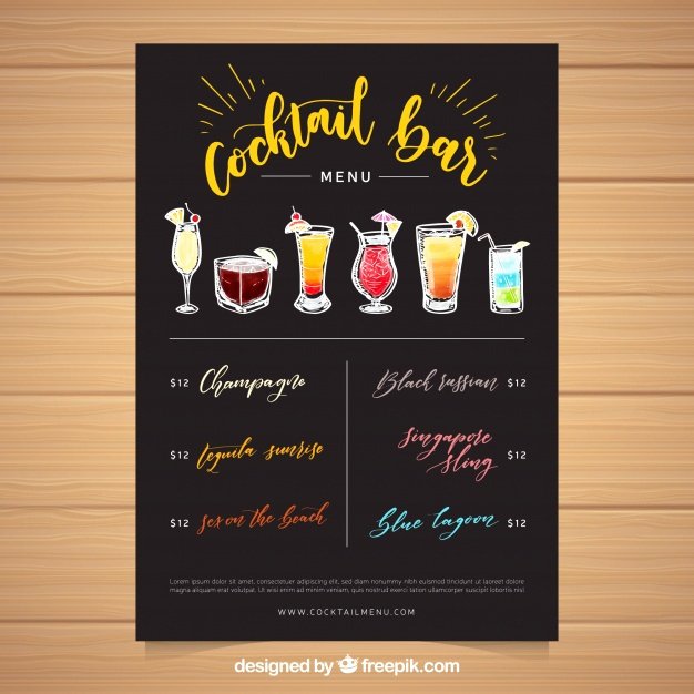 Free Printable Drink Menu Template New Cocktail Menu Template with Hand Drawn Drinks Vector
