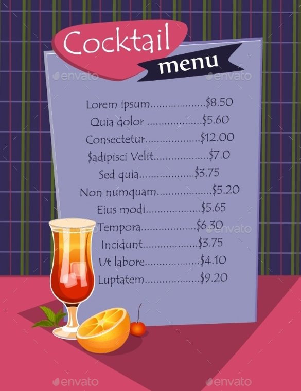 Free Printable Drink Menu Template New Cocktail Menu Templates 51 Free Psd Eps Documents Download