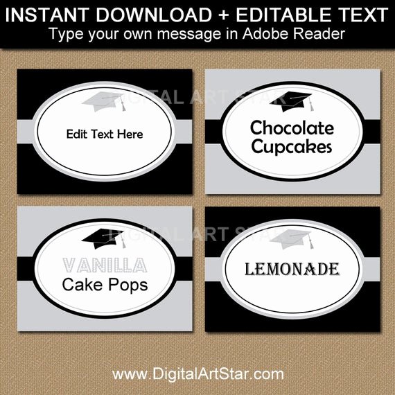 Free Printable Graduation Name Cards Unique Editable Graduation Name Cards Buffet Cards Food Labels Table Tents Printable High School