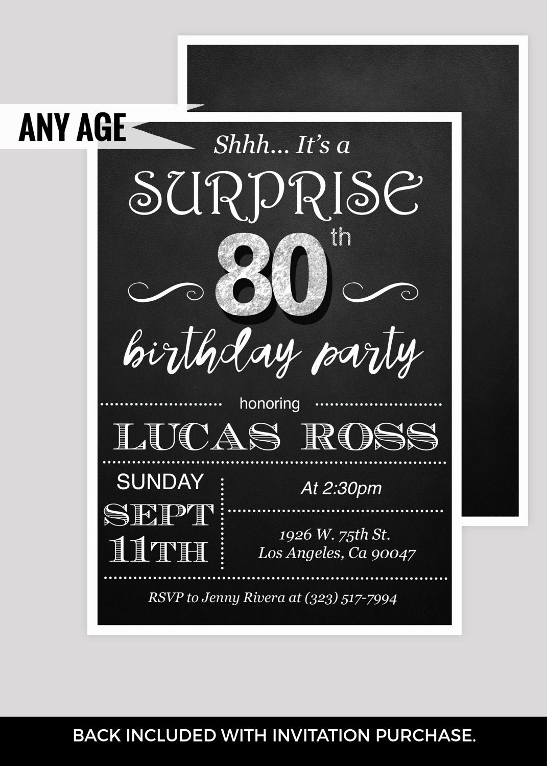 Free Printable Surprise Birthday Invitations Unique Surprise 80th Birthday Party Invitations by Diypartyinvitation