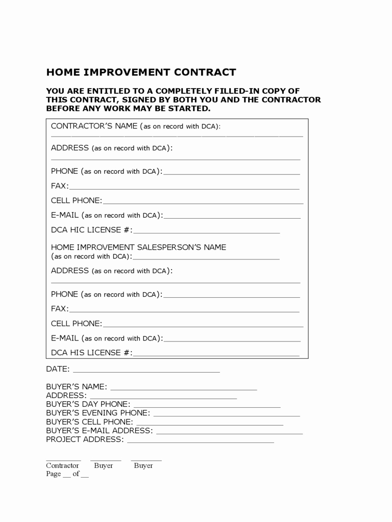 Free Remodeling Contract Template New Remodeling Contract Template 2 Free Templates In Pdf