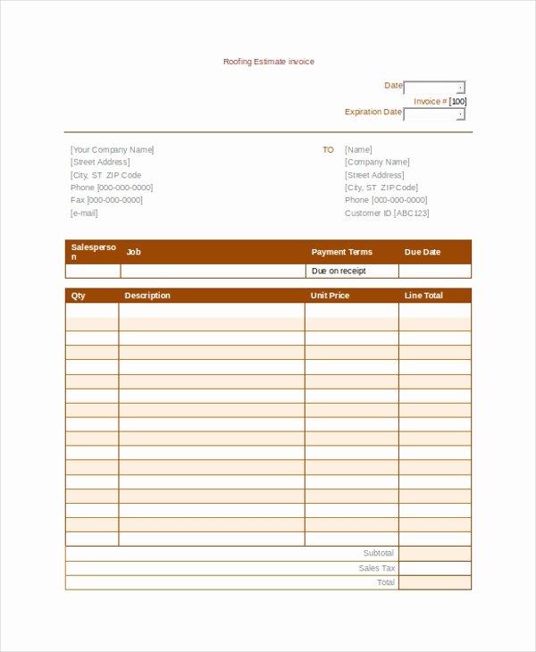 Free Roofing Estimate Template Beautiful Roof Invoice &amp; 10 Roof Repair Invoice Sc 1 St Short Paid Invoice