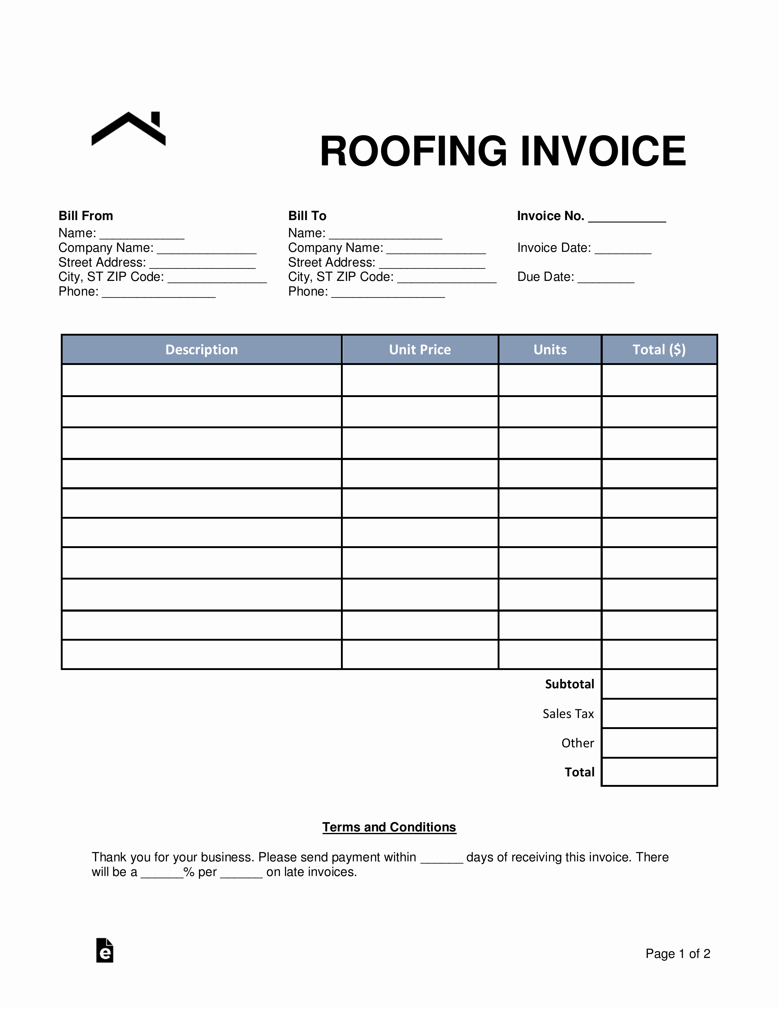Free Roofing Estimate Template Elegant Free Roofing Invoice Template Word Pdf