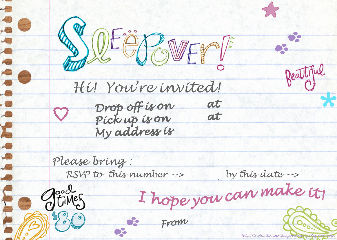 Free Sleepover Invitation Template Luxury Invitations for Sleepover Party Slumber Party Teen Invitation for the Girls