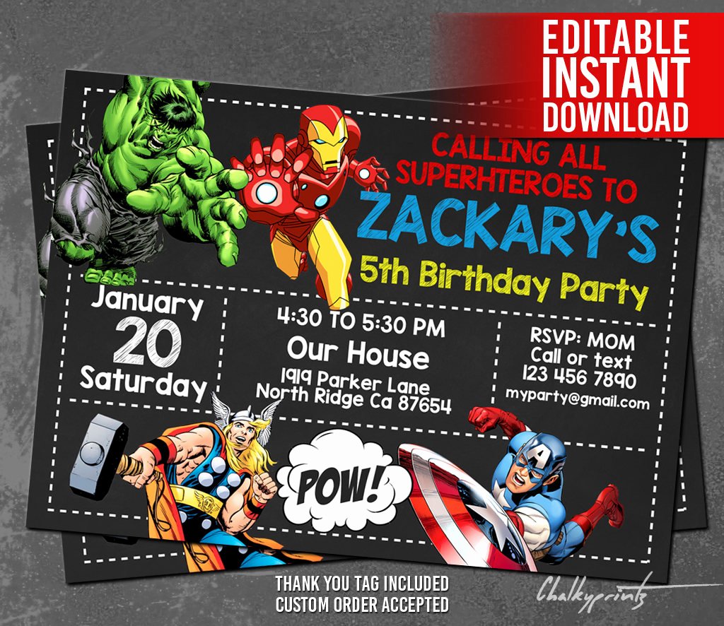 Free Superhero Invitation Template Fresh Avengers Invitation Instant Download Avengers Invitations