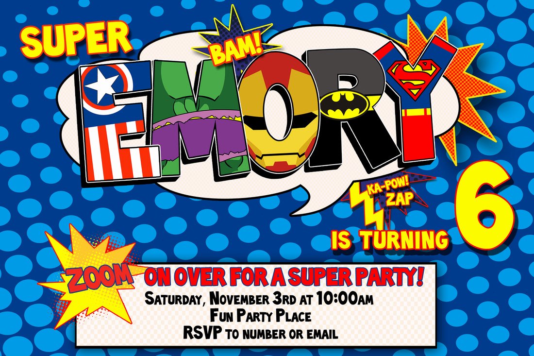 Free Superhero Invitation Template Lovely Superhero Birthday Invitation Templates