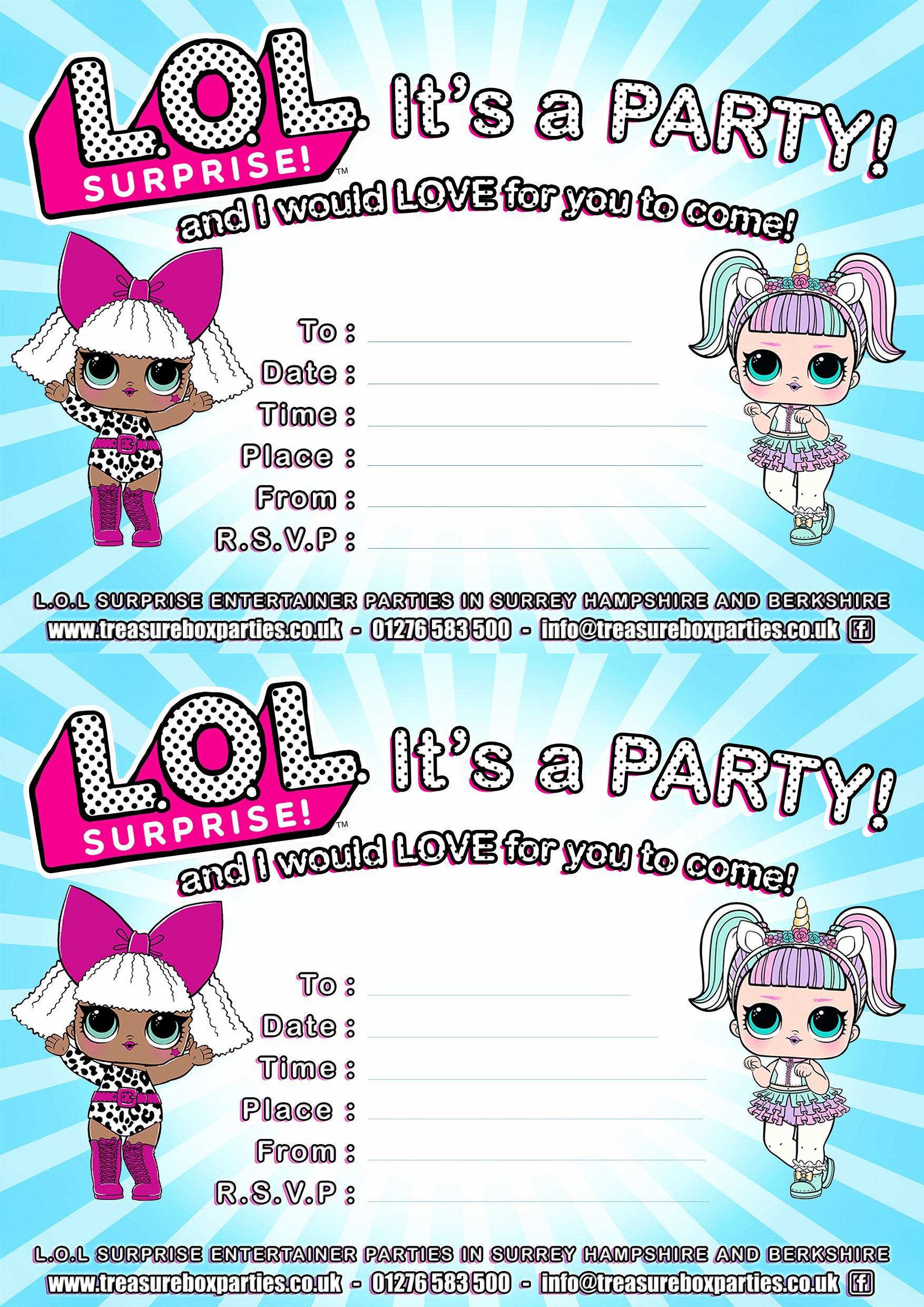 Free Surprise Party Invitations Elegant Lol Party Downloads Childrens Entertainer Parties Surrey