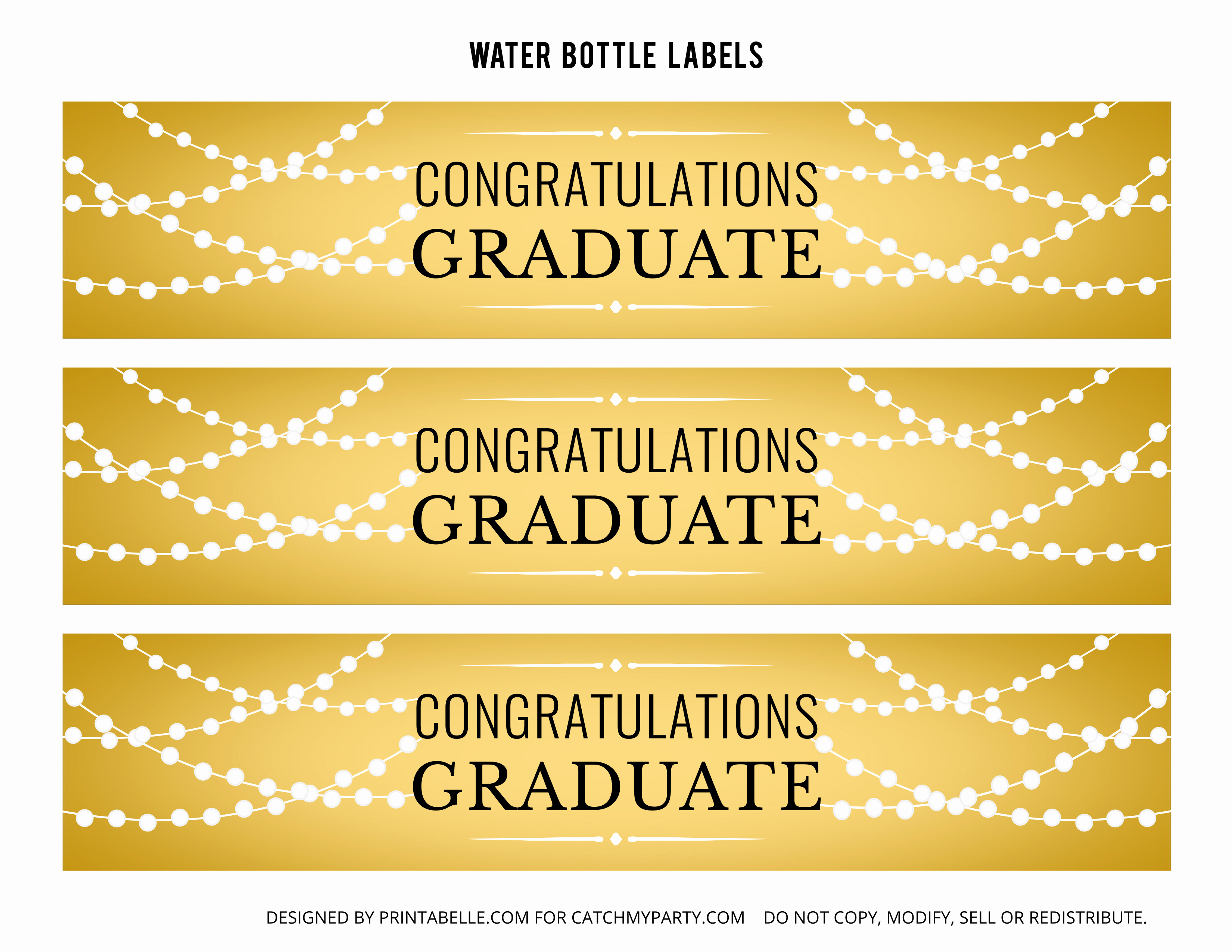 Free Water Bottle Labels Luxury Free Gold Graduation Printables