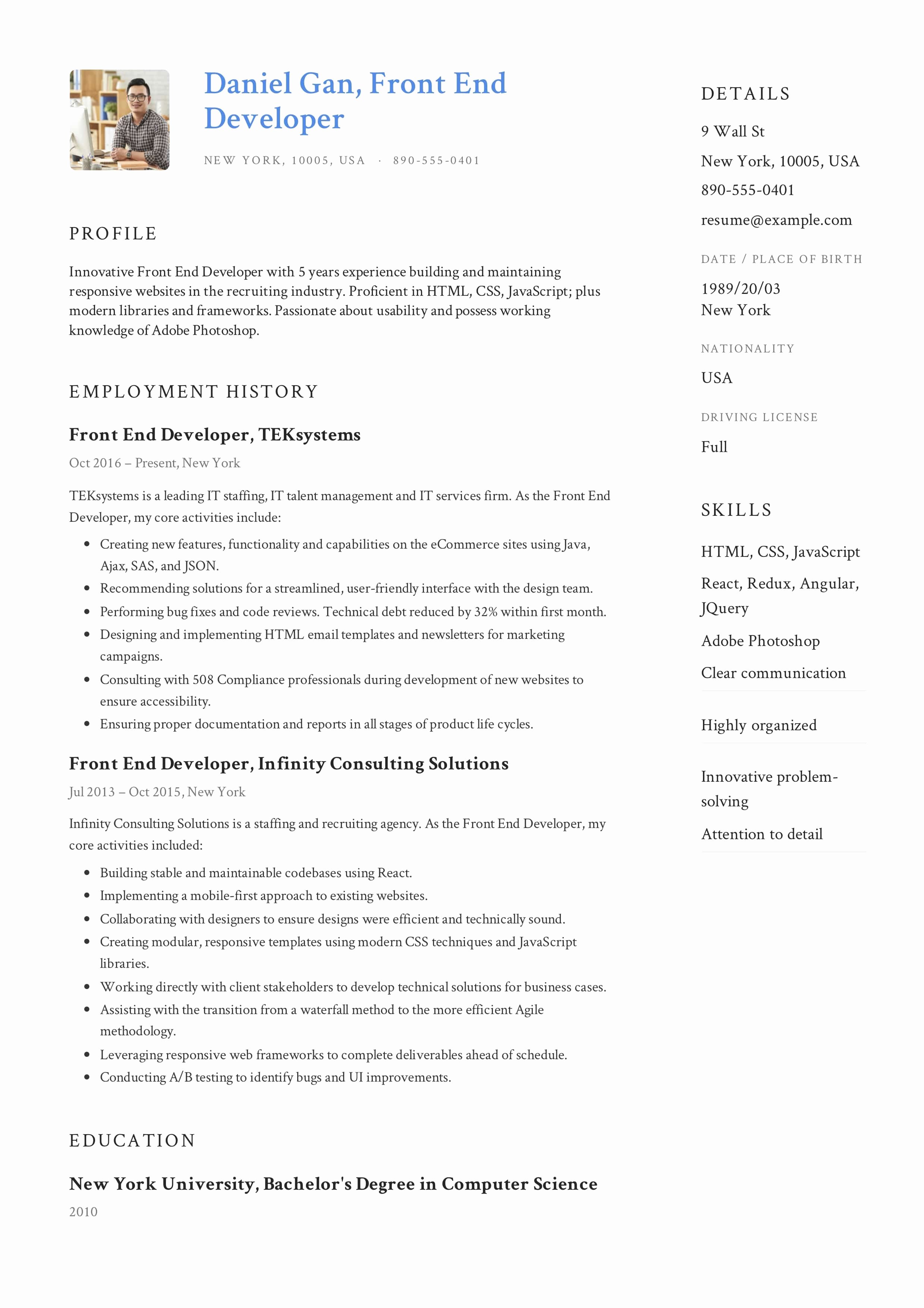 Front End Developer Resume Template Luxury Guide Front End Developer Resume [ 12 Samples ] Pdf