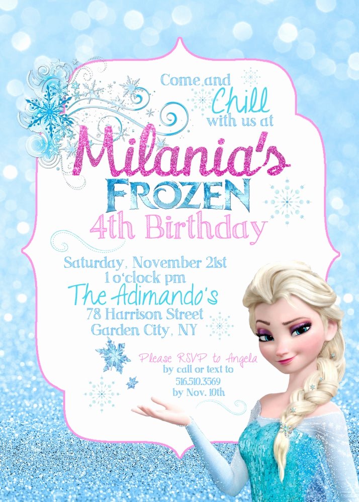 Frozen Birthday Party Invitations Best Of Paperfoxprints — Frozen Elsa Birthday Invitation Elsa Snowflakes Blue Pink Glitter Sparkle