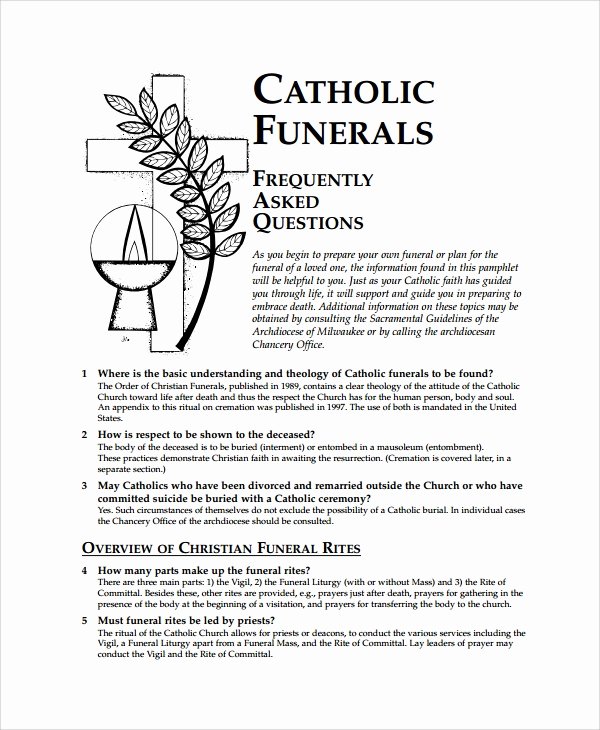 Funeral Mass Program Template Awesome Sample Catholic Funeral Program 12 Documents In Pdf Psd Word