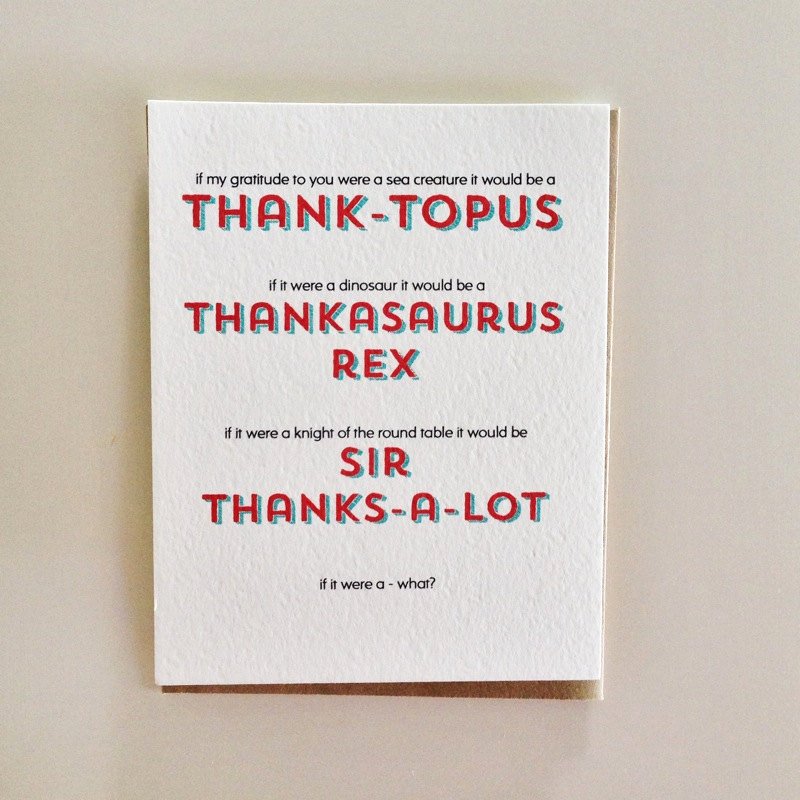 Funny Thank You Notes Beautiful Many Thanks Funny Thank You Card by Crumpleandtoss On Etsy