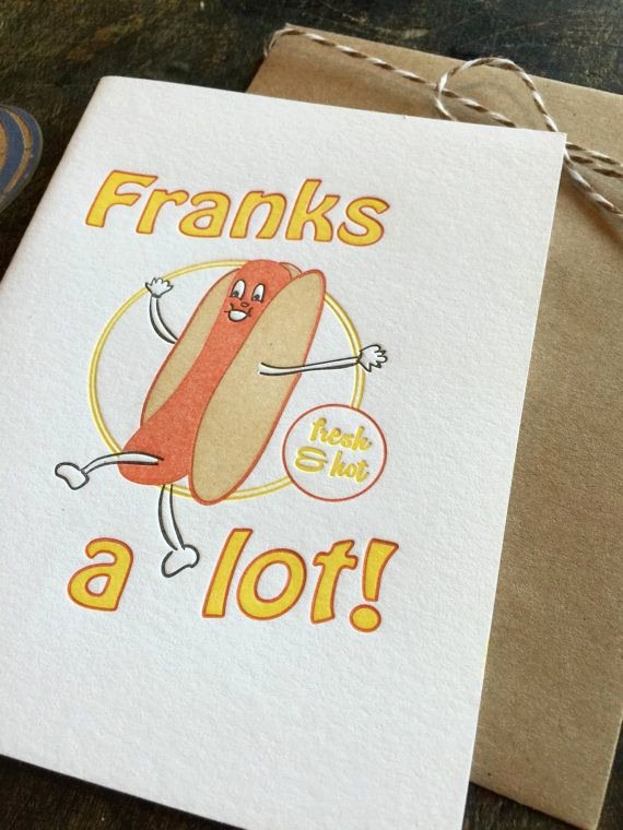 Funny Thank You Notes Lovely Letterpress Funny Thank You Card Retro Hot Dog Pun Punny
