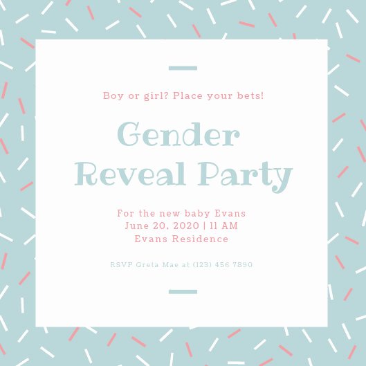 Gender Reveal Invitation Templates Unique Blue and Pink Lines Dots Gender Reveal Invitation
