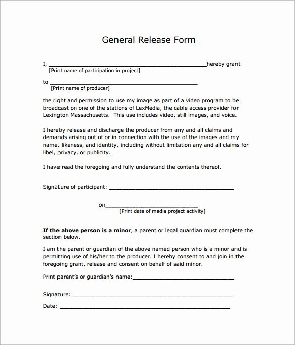 General Media Release form Beautiful Sample General Release form 10 Download Free Documents In Pdf Word