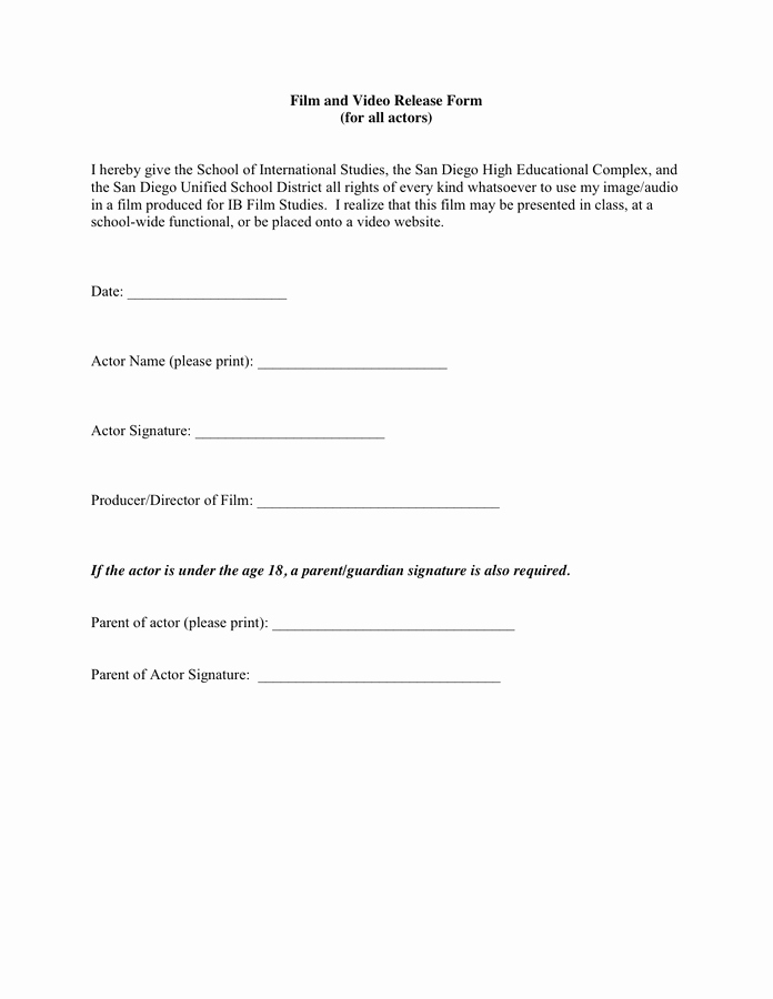 General Media Release form Fresh and Video Release form In Word and Pdf formats