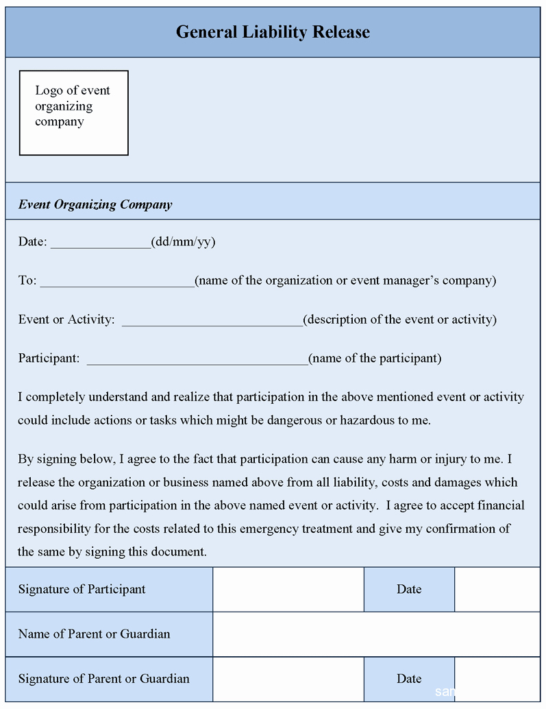 General Release form Pdf Elegant General Liability Release form Sample forms