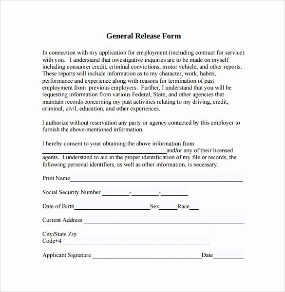 General Release form Pdf Lovely Sample General Release form 10 Download Free Documents In Pdf Word