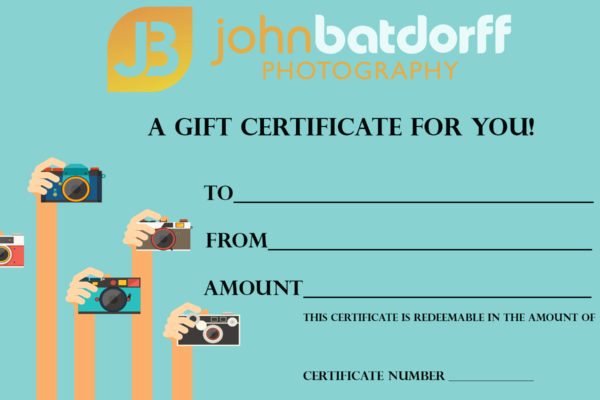 Gift Certificate for Photography Session Lovely Gift Certificate toward Photo Workshop Private Session or Prints