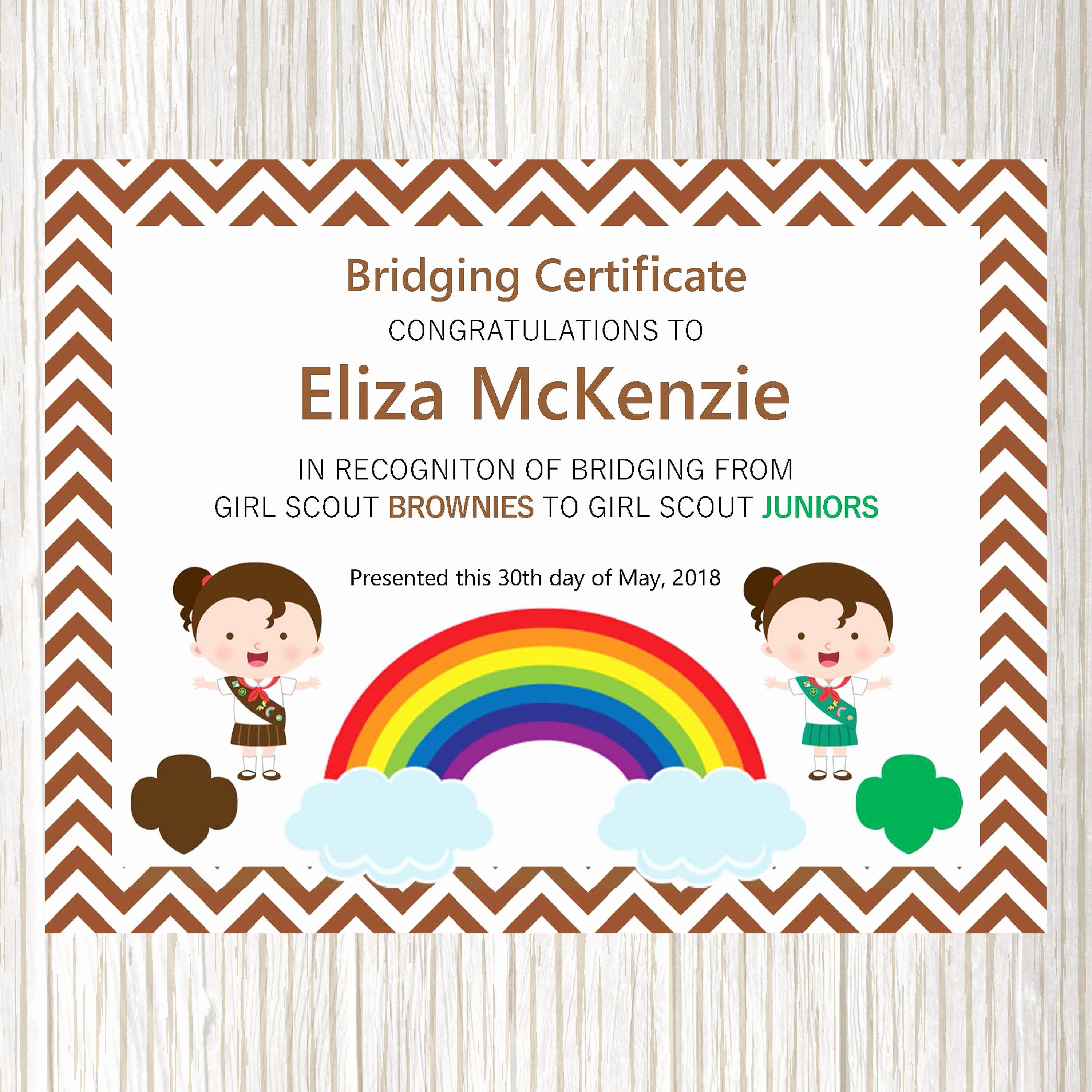 Girl Scout Bridging Certificate Beautiful Girl Scout Bridging Certificate Brownie Certificate Brownie